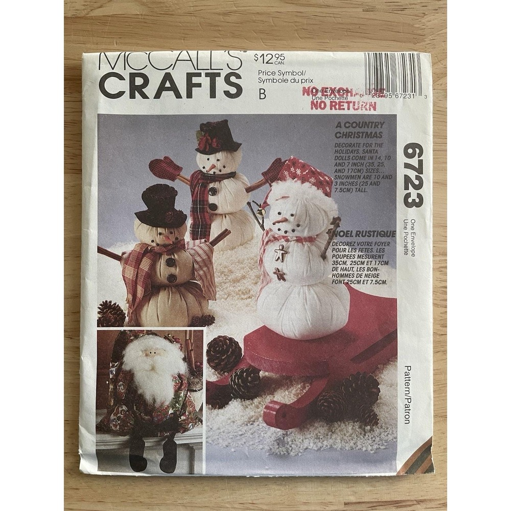 McCalls #6723 A COUNTRY CHRISTMAS & NOEL RUSTIQUE 1993‎ Uncut/FF